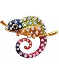 By Ozge - Chameleon Multicolour Sparkling Plated Statement Brooch - Lyst
