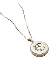 Posh Totty Designs - Sterling Silver Floral Engraved Initial Circle Locket Necklace - Lyst