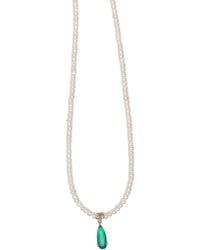 Urbane Jewelry Studio - Perfect Emerald Pendant Pearl Necklace - Lyst