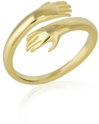 Spero London - Hug Ring With Hands Sterling - Lyst