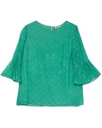 Niza - Short Sleeve Blouse With Polka Dot Texture Fabric - Lyst