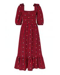 Rose & Nancy - Steffi & Daisy Embroidered Check Maxi Dress - Lyst