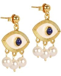 Lila Rasa - Pearl Evil Eye Earrings - Lyst