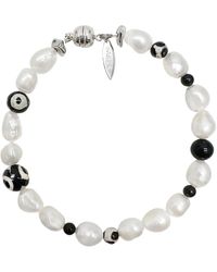 Farra - Freshwater Pearls With Dzi Agate Bracelet - Lyst