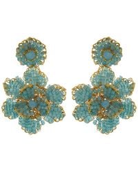 Lavish by Tricia Milaneze - Aqua & Mini Blossom Handmade Crochet Earrings - Lyst