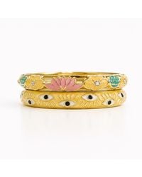 Nuvv Collection - Golden Lotus & Evil Eye Enamel Bangle Set - Lyst