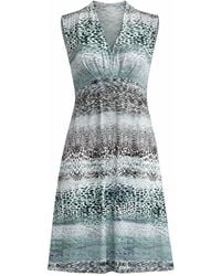Conquista - Elegant V-Neck Printed Midi Dress With Flowing Silhouette - Lyst