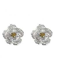 Harfi - Peridot August Birthstone Poppy Birthflower Sterling Stud Earrings - Lyst