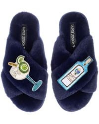 Laines London - Classic Laines Slippers With Sapphire Gin & Glass Brooches - Lyst