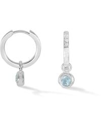 Dower & Hall - Aquamarine Hammered Huggie Hoops - Lyst