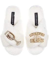 Laines London - Neutrals Classic Laines Slippers With Mother Of The Bride Brooches - Lyst