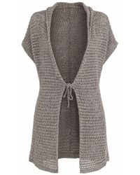 Conquista - Lightweight Open-Knit Sleeveless Cardigan With Tie Detail - Lyst
