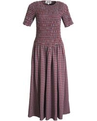 Amy Lynn - Beatrix Smocked Grape Plaid Midi Dress - Lyst