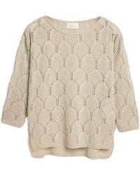 Peraluna - Neutrals Gina Sparkly Pointelle Knit Blouse - Lyst