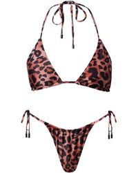 Playaluxe - Waikiki Triangle String Bikini Set Leopard - Lyst