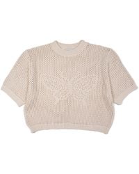 Gigi Knitwear - Neutrals Butterfly Cotton Knit T-Shirt - Lyst