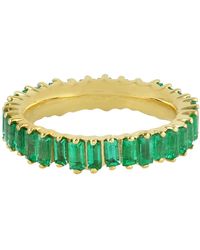 Artisan - 18k Yellow Gold In Baguette Emerald Gemstone Elegant Band Ring - Lyst