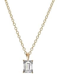 Diamonbliss - Embellished Swarovski Stone Plated Sterling Solitaire Emerald Cut Pendant Necklace One Carat - Lyst