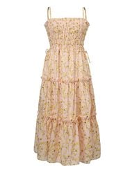 Smart and Joy - Neutrals Tiered Panels Printed Bustier Cocktail Dress - Lyst
