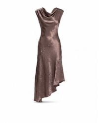 Tantra Spain Sl - Midi Dress With A Silk-Textured Boat Neckline And An Asymmetrical Hem - Lyst