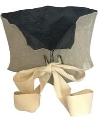 Romer Millinery - Neutrals Morphy Moldable Oatmeal Linen & Denim Cotton Corset Belt - Lyst