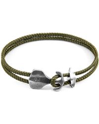 Anchor and Crew - Khaki Green Delta Anchor Silver & Rope Bracelet - Lyst