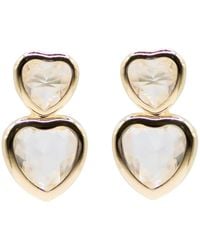 Marcia Moran - Loxley Heart Stud Earrings With Clear Crystal - Lyst