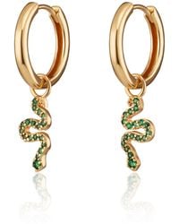 Scream Pretty - Emerald Snake Charm Hoop Earrings - Lyst