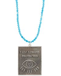 Ebru Jewelry - Sterling Silver I Am Always Protected Pendant Turquoise Stone Beaded Necklace - Lyst