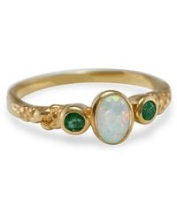 Isla Silver - Emerald & Opal Vermeil Ring - Lyst