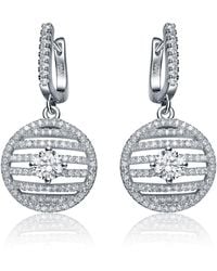 Genevive Jewelry - Sterling Clear Cubic Zirconia Circle Drop Earrings - Lyst