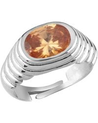 LINYA JEWELLERY - Lyra Oval Champagne Crystal Stone Little Finger Knight Ring - Lyst