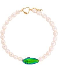 Oana Savu - Beetle Scarab Insect And Pearls Necklace - Lyst