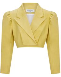 Femponiq - Puff Shoulder Cropped Cotton Blazer - Lyst