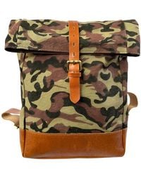 VIDA VIDA - Camo Canvas And Leather Roll Top Backpack - Lyst