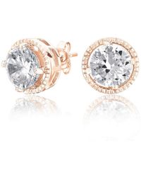 Genevive Jewelry - Rose Rose Plated Sterling Cubic Zirconia Button Stud Earrings - Lyst
