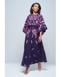 Frock and Frill Embroidered Maxi Dress With Lace Inserts in Black | Lyst