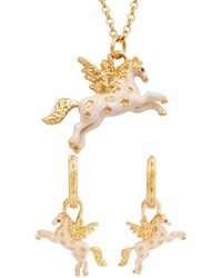 Fable England - Pegasus Necklace & Huggie Earrings Set - Lyst