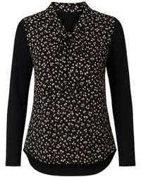 Conquista - Long-Sleeve Top With Delicate Floral Print & Tie-Neck Detail - Lyst