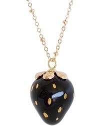 POPORCELAIN - Golden Black Porcelain Strawberry Necklace - Lyst