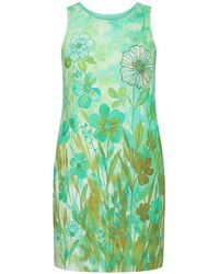 Conquista - Floral Light Voile Sleeveless Dress With Pockets - Lyst