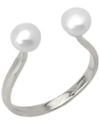 Spero London - Double Pearl Sterling Adjustable Open Ring - Lyst