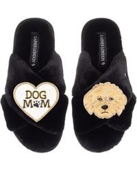 Laines London - Classic Laines Slippers With Dog Mum Mom & Golden Cockapoo Brooches - Lyst