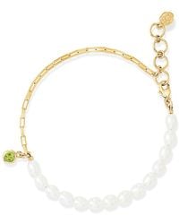 Dower & Hall - Luna Pearl, Chain & Peridot Drop Bracelet - Lyst