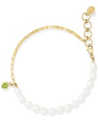 Dower & Hall - Luna Pearl, Chain & Peridot Drop Bracelet - Lyst