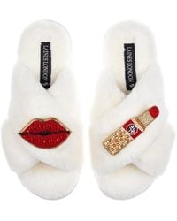 Laines London - Classic Laines Slippers With Lipstick & Lips Brooches - Lyst