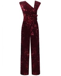NALÈ - Burgundy Velvet Sequin Jumpsuit – Festive Party Style - Lyst