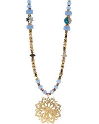 Ebru Jewelry - Filigree Gold Lucky Elephant Pendant Hematite & Blue Beaded Necklace - Lyst