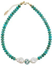 Farra - Faceted With Baroque Pearls Short Necklace - Lyst