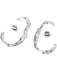 Oolo London - Rugged Charcoal Cast Ear Hook Hoops - Lyst